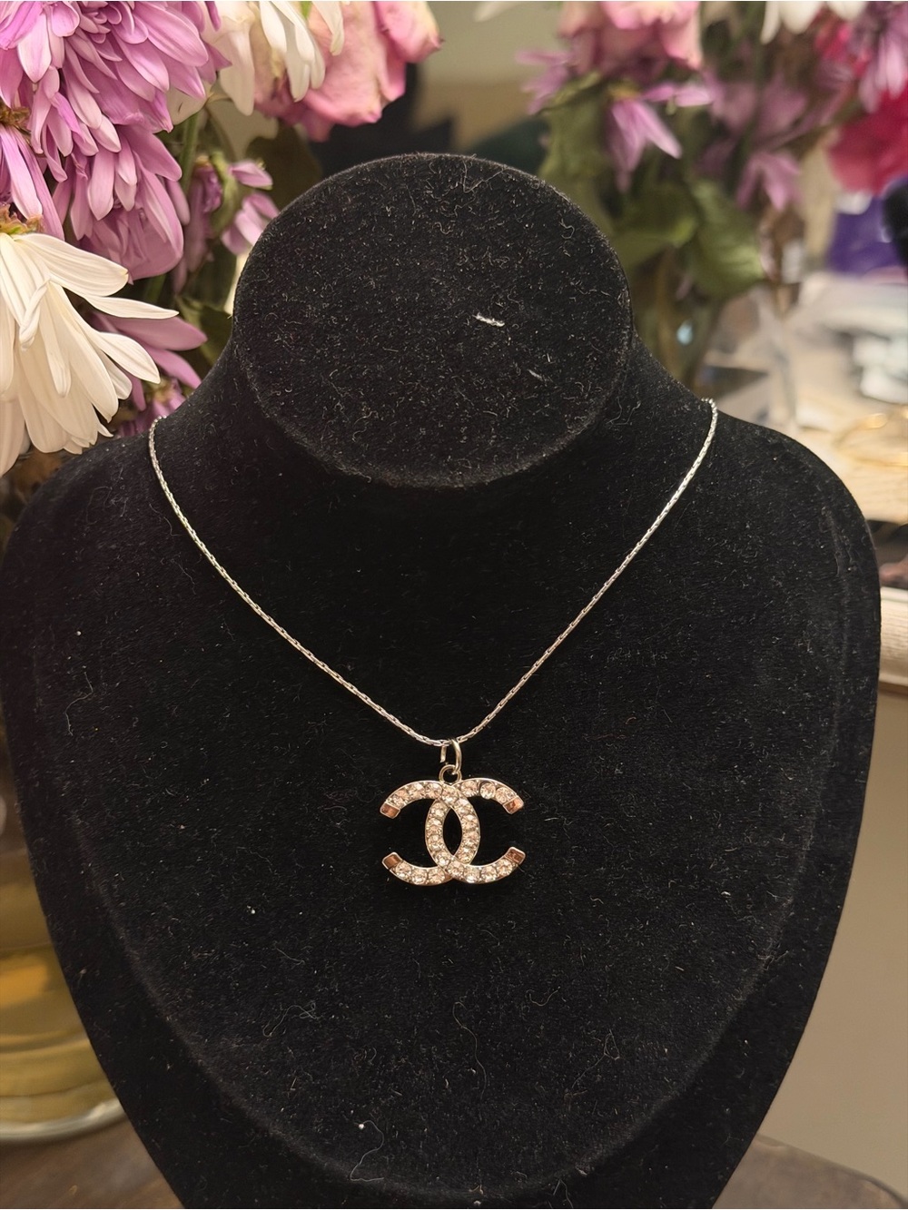 CC charm Necklace stainless steel silver chain